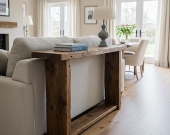 Rustic Console Table Behind Sofa, Reclaimed Wood Console Table Entryway Furniture, Custom Hallway Handmade Sofa Table, Narrow Console Table