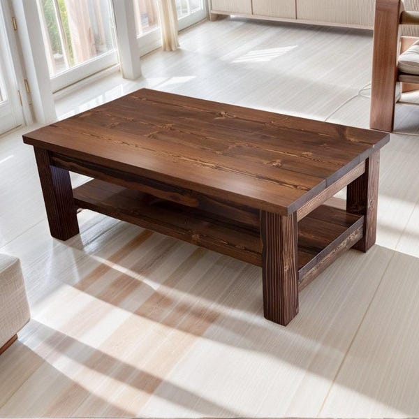 Modern Coffee Table for Living Room, Handmade Reclaimed Wood, Barnwood Coffee Table, Modern Natural Finish, Gift for Her/Woman