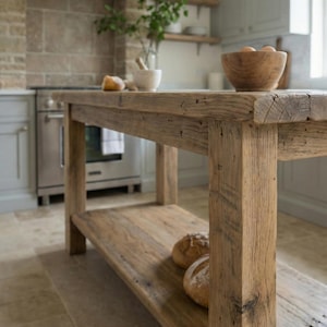 Rustic Kitchen Island with Reclaimed Wood Counter Height Kitchen Table, Custom Farmhouse Kitchen Island Wood, Handmade Counter Height Table Bild 3