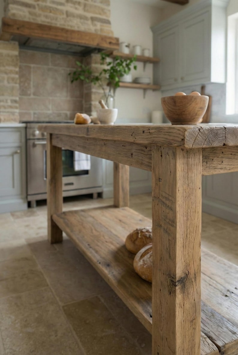 Rustic Kitchen Island with Reclaimed Wood Counter Height Kitchen Table, Custom Farmhouse Kitchen Island Wood, Handmade Counter Height Table Bild 3