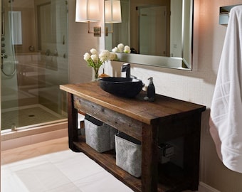 Handcrafted Bathroom Rustic Vanity with Reclaimed Wood - Solid Farmhouse Decor for Your Bathroom Countertop, Gift for Her/Woman