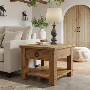 Rustic Reclaimed Wood End Table with Drawer, Rustic Barnwood Side Table for Living Room, Unique Barnwood End Table Handmade Furniture