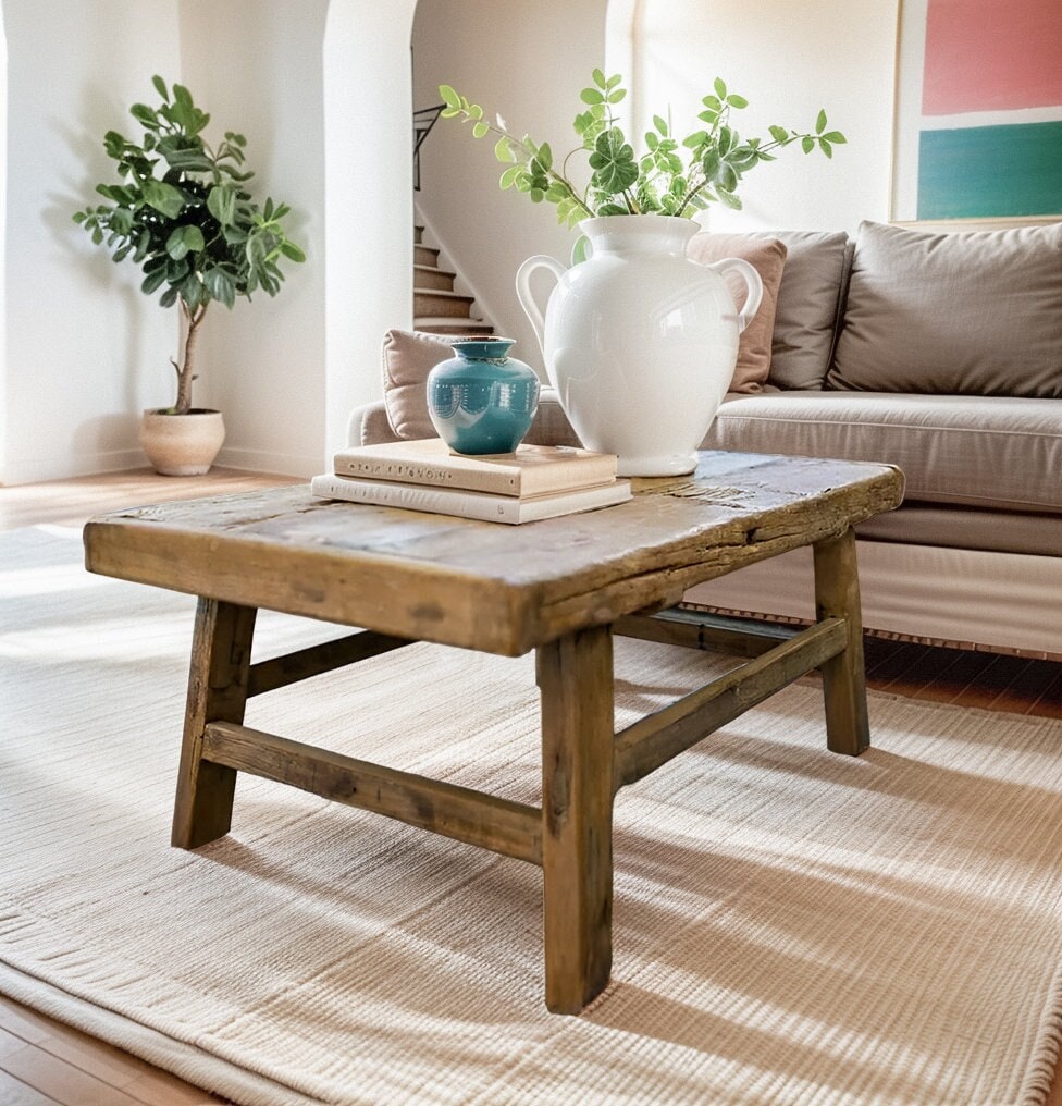 Rustic Coffee Table for Living Room, Handmade Reclaimed Wood, Barnwood