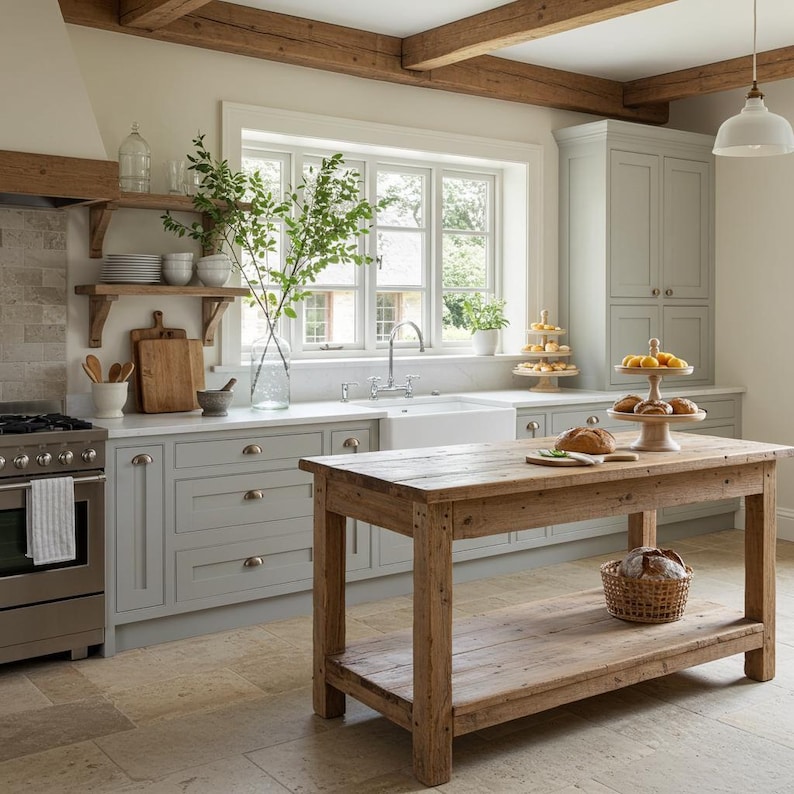 Rustic Kitchen Island with Reclaimed Wood Counter Height Kitchen Table, Custom Farmhouse Kitchen Island Wood, Handmade Counter Height Table Bild 7