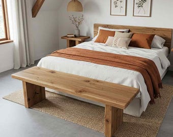 Rustic Bed Bench, Reclaimed Wood Farmhouse End of Bed Bench, Personalized Bedroom Decor, Chesnut Wood End of Bed Storage Bench