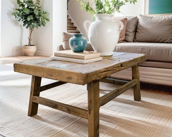 Rustic Coffee Table for Living Room, Handmade Reclaimed Wood, Barnwood Coffee Table, Rustic Natural Finish, Gift for Her/Woman