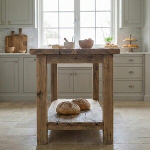 Rustic Kitchen Island with Reclaimed Wood Counter Height Kitchen Table, Custom Farmhouse Kitchen Island Wood, Handmade Counter Height Table Bild 5