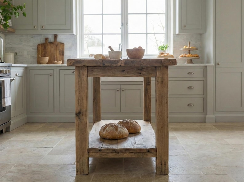 Rustic Kitchen Island with Reclaimed Wood Counter Height Kitchen Table, Custom Farmhouse Kitchen Island Wood, Handmade Counter Height Table Bild 5