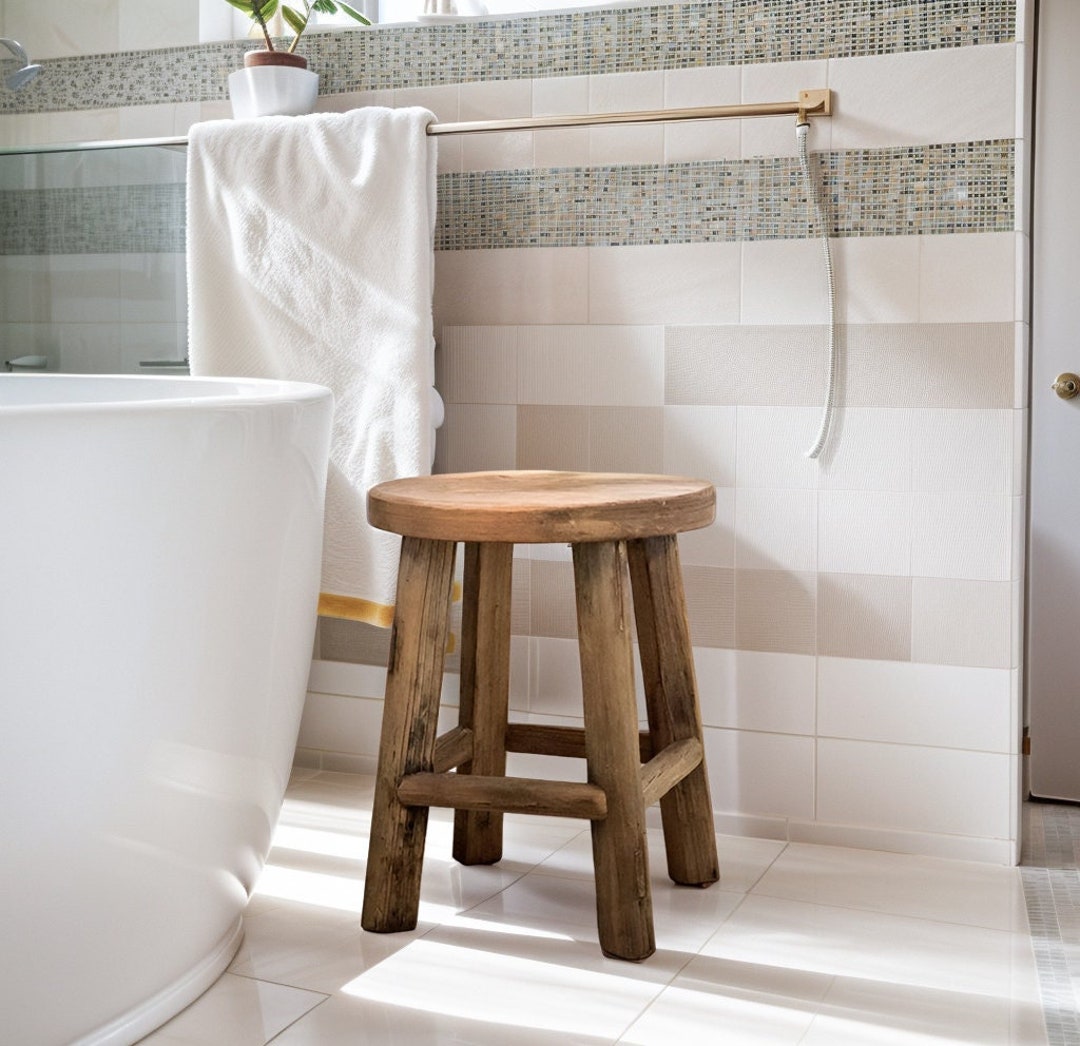 Handcrafted Rustic Barnwood Stool, Vintage Wooden Stool, Farmhouse ...