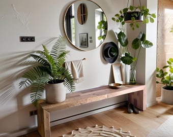 Modern Farmhouse Reclaimed Wood Bench, Entryway Storage Bench, Narrow Mudroom Shoe Seating, Reclaimed Wood Patio Furniture, Hallway Seating