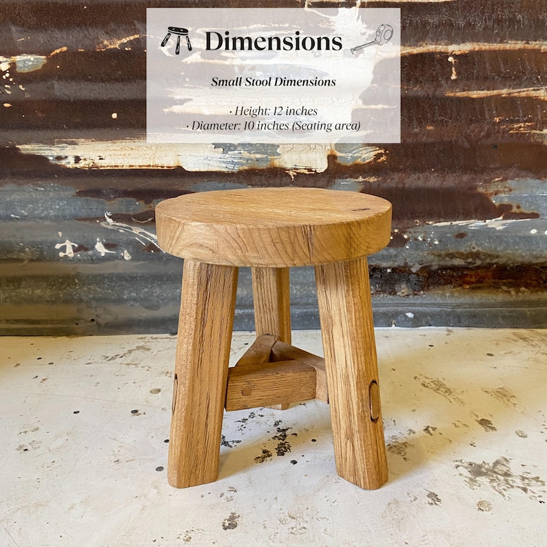 Handcrafted Rustic Barnwood Round Stool, Vintage Wooden Stool, Farmhouse Decor, Rustic Primitive Stool, Small Step Stool, Gift for Her/Woman image 2
