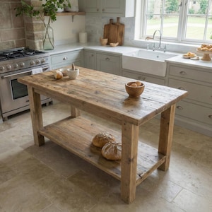 Rustic Kitchen Island with Reclaimed Wood Counter Height Kitchen Table, Custom Farmhouse Kitchen Island Wood, Handmade Counter Height Table Bild 2