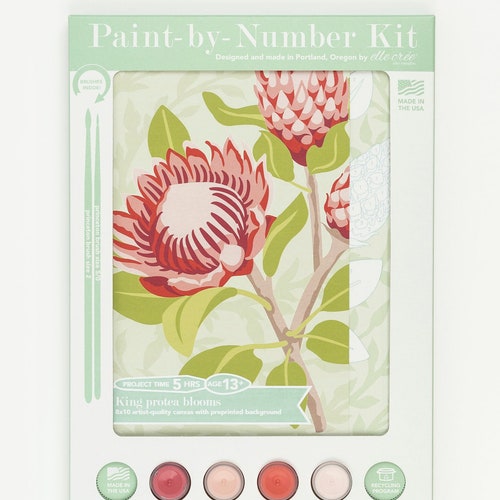 King Protea Blooms Paintbynumber Kit Etsy