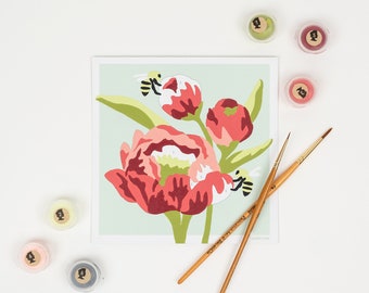 Peonies Paint-by-Number Mini Kit 6x6