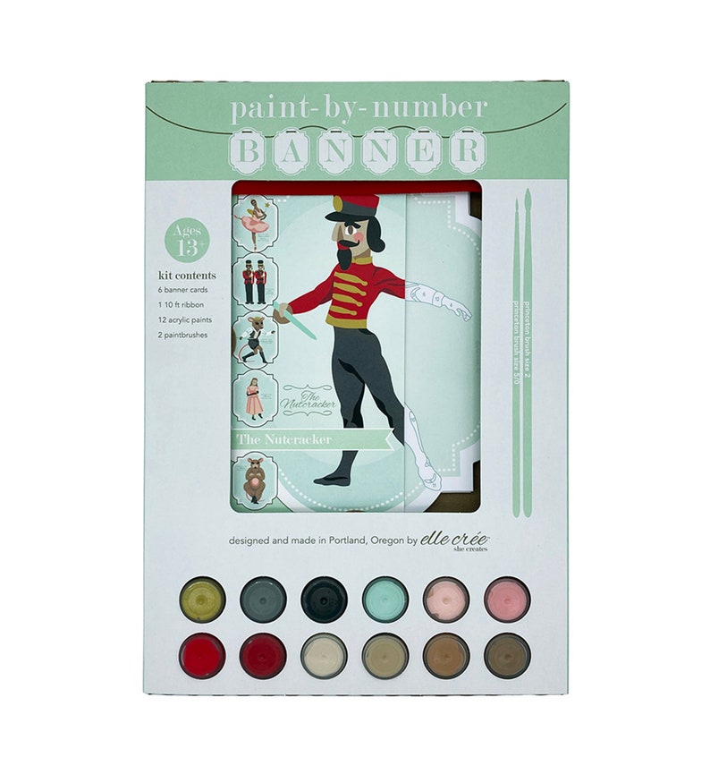 paint-by-number-kit-diy-the-nutcracker-banner-kit-6-card-etsy