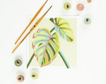 Monstera Paint-by-Number Mini Kit 6x6