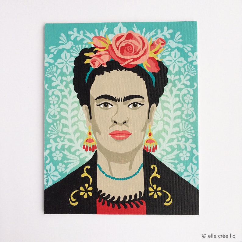 Diy Paint by Number Kit FRIDA With Flowers turquoise - Etsy