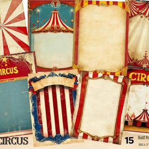 Victorian Vintage Circus, Circus Digital Paper, Circus Background Paper, Circus Printable Pack,  Circus Ephemera Paper Crafts Scrapbooking