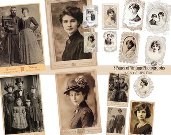 Victorian Girls Ephemera | Printable Vintage Portrait Photos and Cabinet Cards - Digital Download