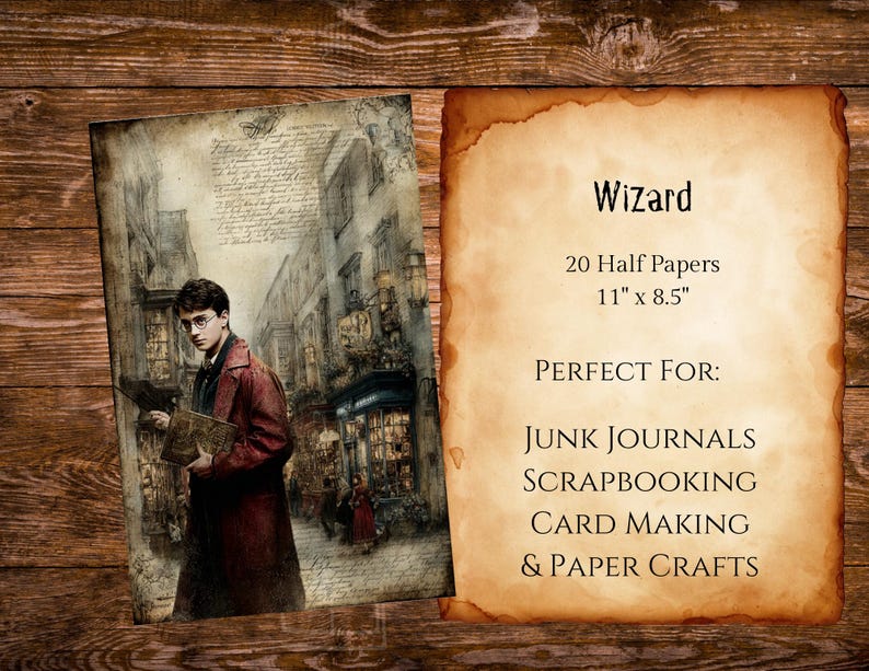 Wizarding School Junk Journal Kit, Printable Scrapbook Papers, Digital ...