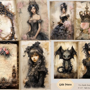 Feen Junk Journal Seiten, Gothic Princess, Gothic Junk Journal, Fantasy Kit, Schmetterling und Feen Junk Journal Papier, Ephemera, Märchen