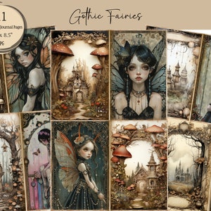 Pages de journal indésirable, fées papillons, collages à imprimer, kit fantastique, papier indésirable papillon et fées, éphémère, conte de fées