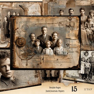 Industrial Grunge Printable Papers Junk Journal, Numbers, Steampunk Junk Journal Masculine Vintage Printable Collage Sheet Digital Download