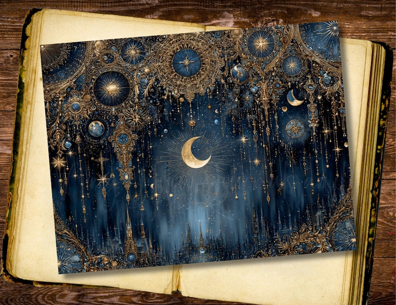 Astrology Junk Journal Pages, Sun Moon Scrapbook Paper Celestial ...