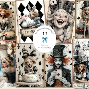 Alice in Wonderland Junk Journal Kit, Printable Scrapbook Papers, Digital Download, Alice Ephemera, Alice in Wonderland Digital Ephemera