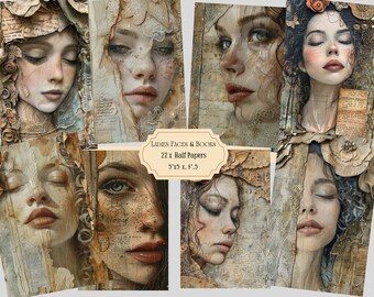 Women Junk Journal pages - 22 Pages Mixed Media - Digital Download
