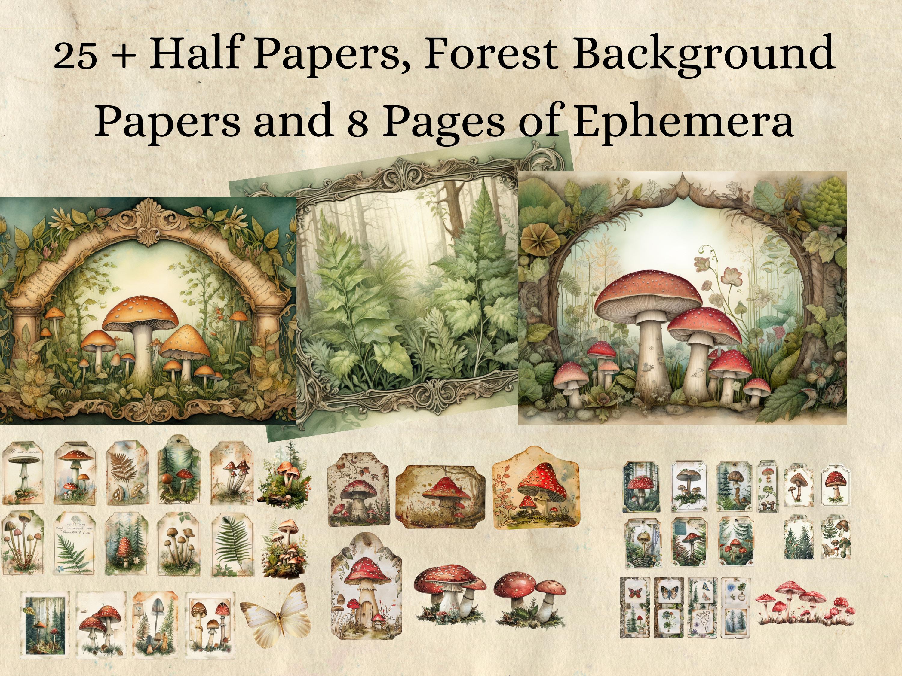 Vintage Mushroom Junk Journal Kit Printable Vintage Mushroom Ephemera ...