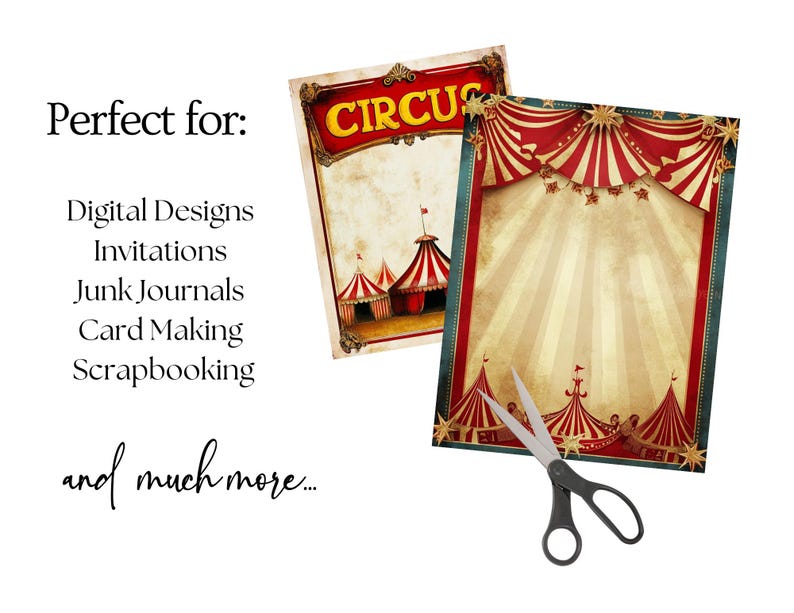 Vintage Circus Digital Paper Pack, Circus Background Paper, Scrapbook ...