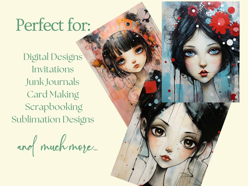 Whimsical Girls Junk Journal Kit, Printable Scrapbook Papers, Digital ...