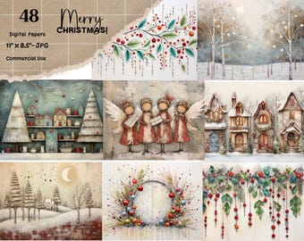 Christmas Background Papers Mixed Media Christmas Papers - Digital Download