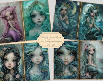 Mermaid Junk Journal Pages,  Under The Sea Junk Journal - Digital Download