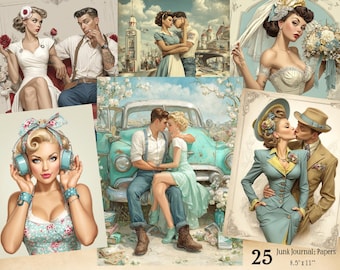 Diario Vintage Retro Papers de 1950, Retro Woman Vintage Ephemera - Descarga digital