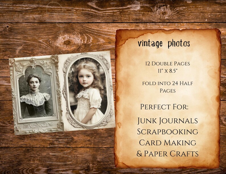 Vintage Girls Portrait Ephemera, Printable Victorian Photos Digital Download image 2