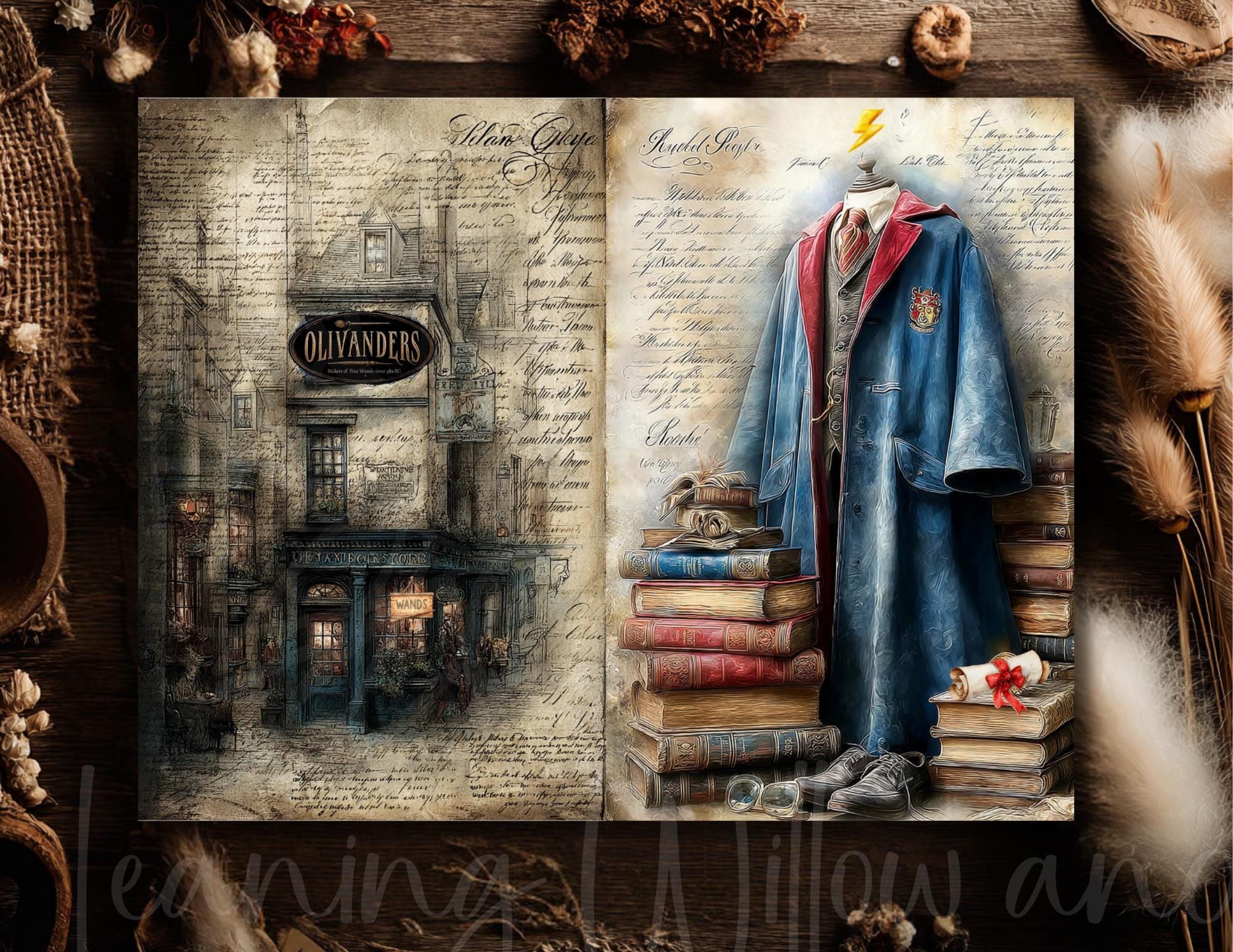 Wizarding School Junk Journal Kit, Printable Scrapbook Papers, Digital ...