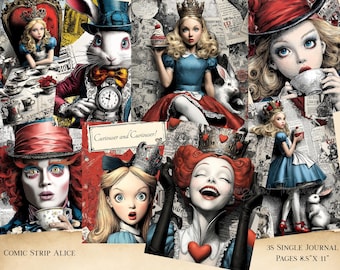 ヴィンテージ 不思議の国のアリス ジャンクジャーナル ダブルページ