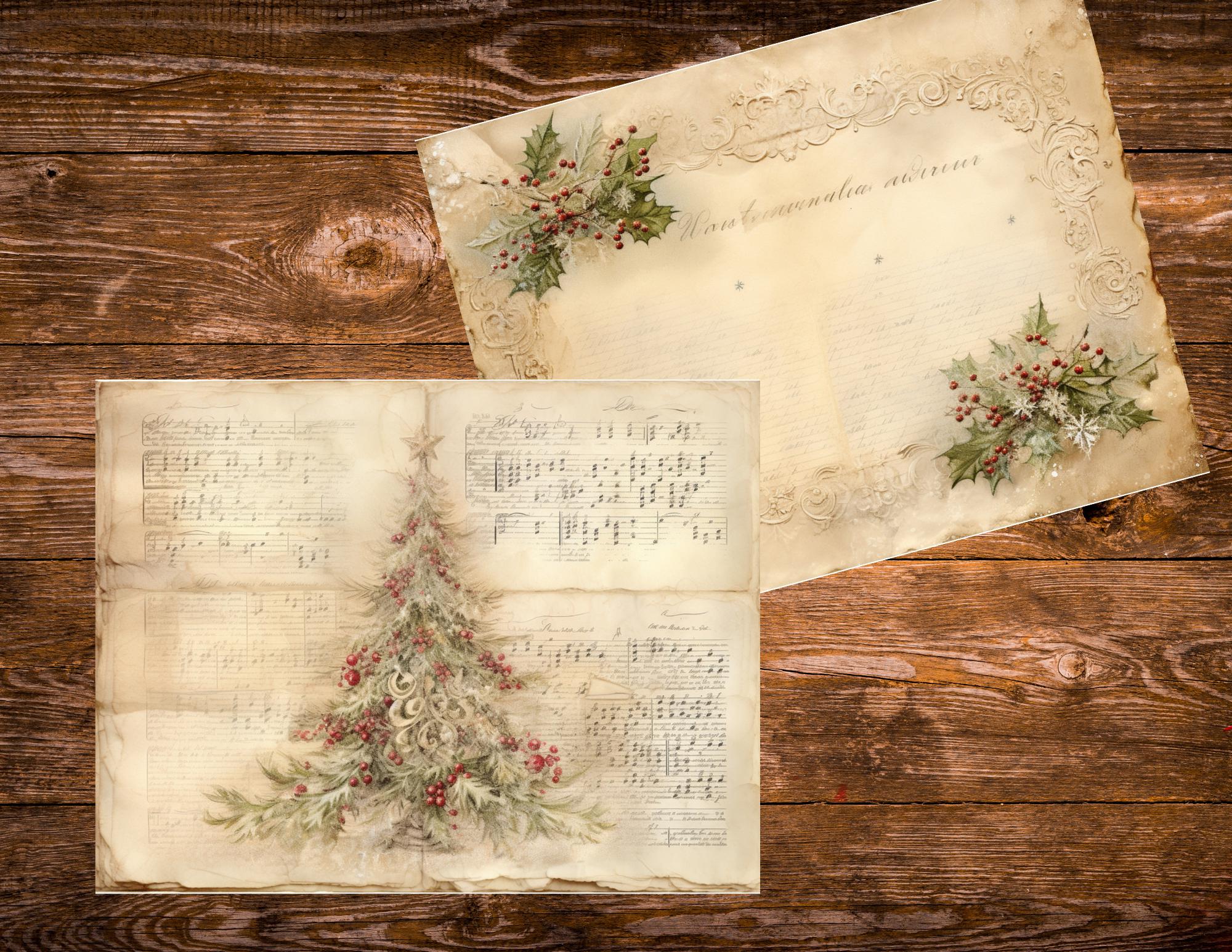 Vintage Christmas Junk Journal Pages, Printable Antique Pages, Digital ...