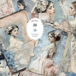 Victorian Woman Junk Journal Digital Vintage Ephemera Old Photos and Portraits Printable Journaling Victorian Girls Shabby Chic Grunge