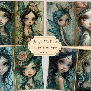 Pagine di diario spazzatura delle fate, fate farfalla, collage stampabili, kit fantasy, carta per diario spazzatura di farfalle e fate, effimeri, fiabe