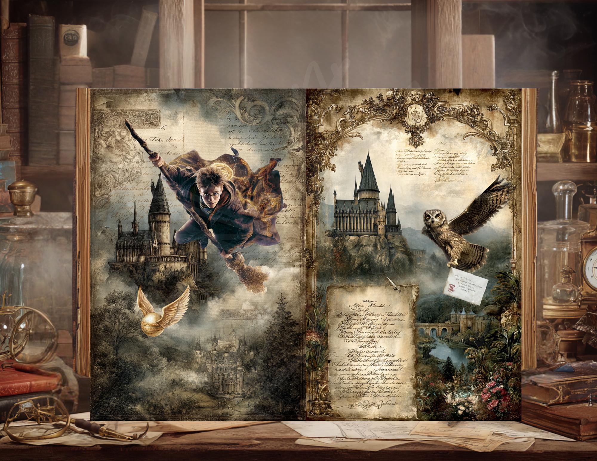 Wizarding School Junk Journal Kit, Printable Scrapbook Papers, Digital ...