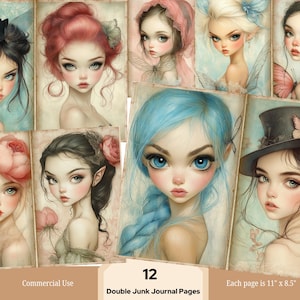 Pages de carnet de photos de fées, collages de fées à imprimer, kit fantaisie, carnet de photos de belles fées, éphémères fées, papier numérique coupes difficiles