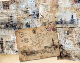 Vintage Junk Journal con carta stampabile, 24 pagine doppie - Download digitale