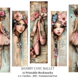 Ballerina Girls Printable Bookmarks 15 Shabby Chic Bookmark Set Vintage Ballet Bookmarks Girls Bookmarks, Fussy Cuts Quirky Girls Bookmarks