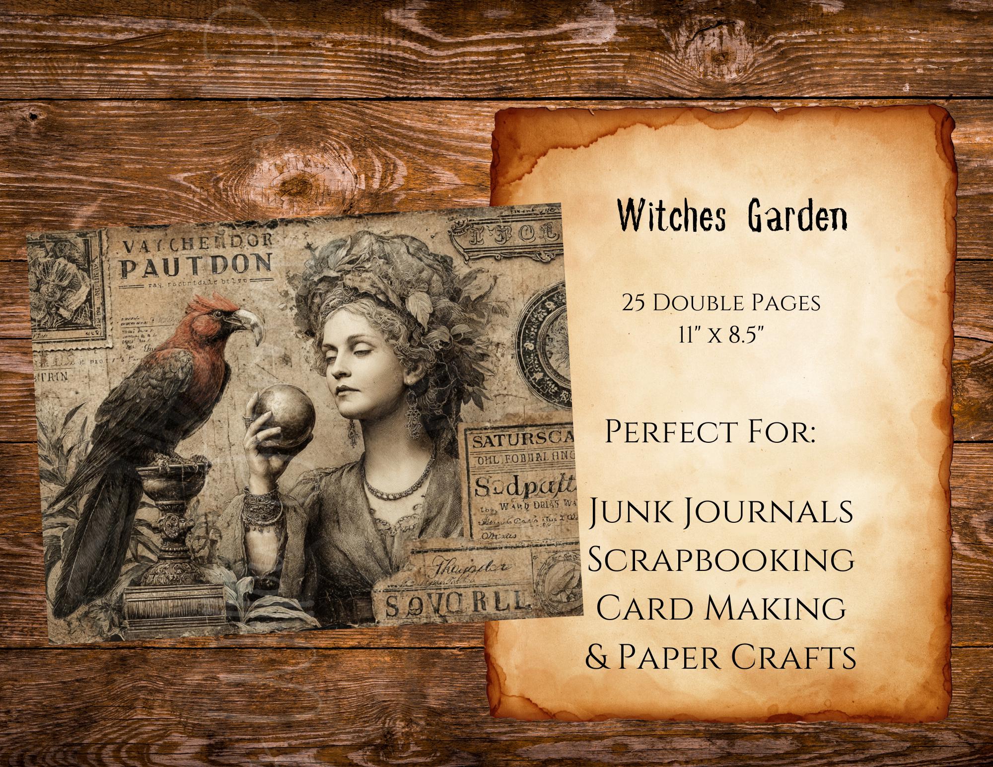 The Witches Garden Printable Papers Junk Journal Collage 25 Grunge ...