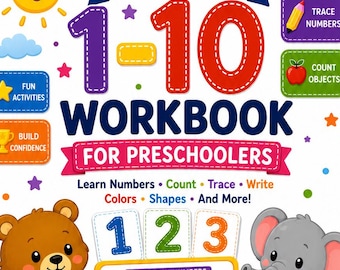 Quaderno di esercizi per imparare a tracciare i numeri da 1 a 10 per la scuola materna (PDF stampabile) / Attività di conteggio per bambini piccoli / Schede di matematica per la scuola dell'infanzia