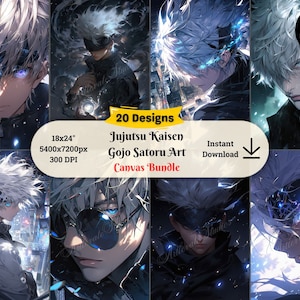 Arte de pared premium de Gojo / Manga de anime japonés / Arte de fan de anime / Póster de personajes de anime / Jujutsu Kaisen / Arte de pared premium de anime