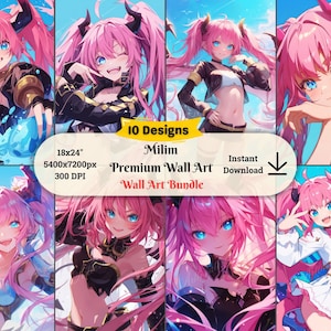 Premium Milim v2 Wandkunst | 8K UHD | Japanischer Anime Manga |  Anime Fan Kunst |  Anime Charakter Poster | Reinkarnierter Schleim | Anime Wandbild